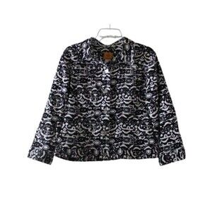 Ruby Rd Blazer  Jack Black and White Abstract Print Women’s Size 12